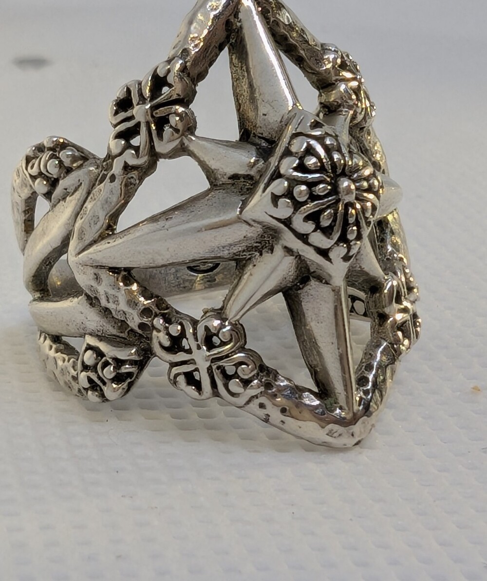 Vintage Retired Ornate SARDA Sterling Silver Filigree Style Ring: Size 8 - Picture 7 of 7